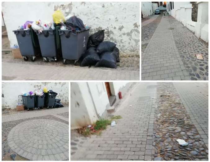 Contenedores a tope y calles sucias/TA.